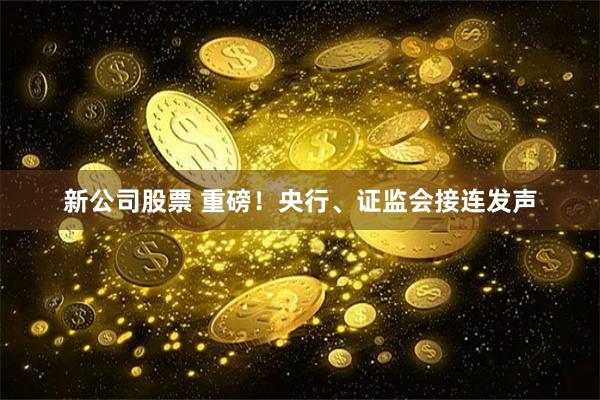 新公司股票 重磅！央行、证监会接连发声